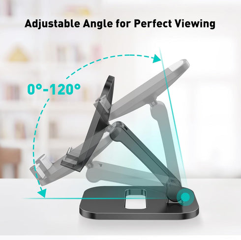 Cell Phone Stand for Desk, Adjustable Portable Foldable Holder Cradle Dock, Compatible with iPhone 15 14 13 Pro Max Mini