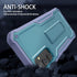 DUOPAL Galaxy A14 Case: Military Grade Shockproof Protection, HD Tempered Glass, Kickstand, 6.8" (Purple Blue)
