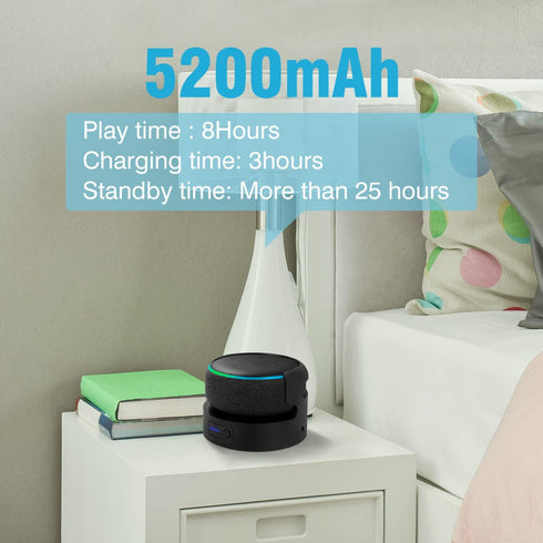 Battery Base for Echo Dot 3rd Gen, Portable Charger for Dot 3rd & Google Mini 2, Black