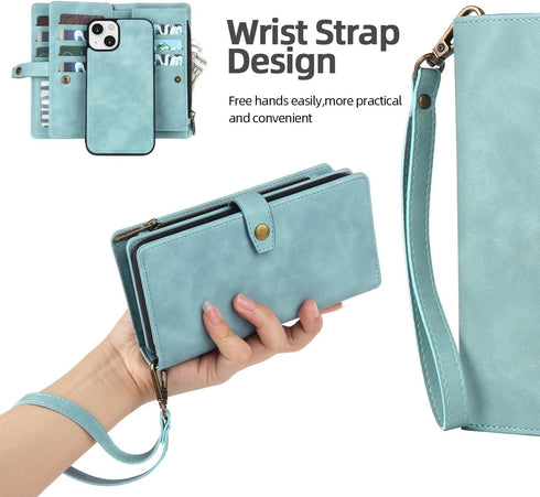 TwoHead 13 13 Designed for iPhone Wallet Case with Card Holder,Detachable Magnetic Phone Case with Wallet PU Leather