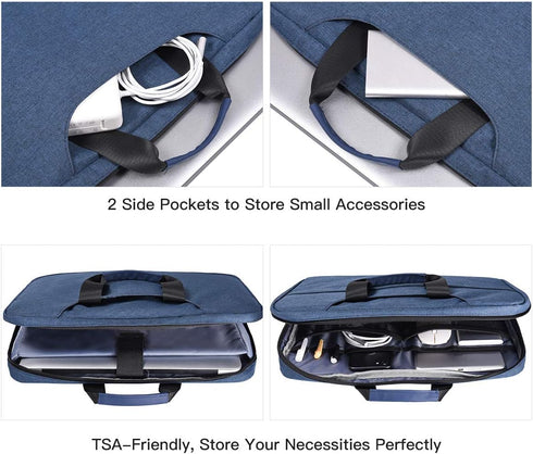 15.6 Inch Waterproof Laptop Sleeve Bag, Briefcase with Organizer for Acer, Lenovo, HP, MSI, ASUS, Dell - Navy Blue