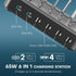 Charging Station for Multiple Devices - 65W 6 Port USB C Charger with 2 20W PD Ports, Short Cables Included