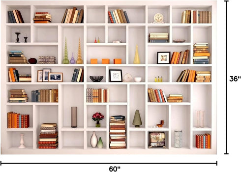 BELECO 5x3ft Fabric Modern White Bookshelf Photography Backdrop Books Office Bookcase Background Poster Home Office