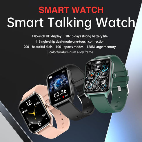 Smart Watch for Men Women (Answer/Make Calls), 1.85" Fitness Tacker with Heart Rate/Blood Oxygen/Pedometer/Calories/Sleep Monitor/100+ Sport Modes, Fitness Watch for Android iPhone (Black)
