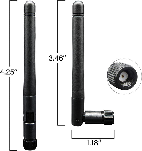 WiFi Antenna PC Bluetooth Antenna Dual Band 2.4Ghz 5Ghz 3dBi RP-SMA Male (with No Pin) for Gaming Motherboard, RV Camera, PCIE M.2 Wireless Card, Router - 2 Pack