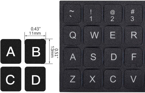 3PCS Universal English Keyboard Letter Stickers, Replacement Stickers with Black Background and White Lettering