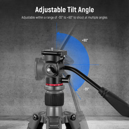 NEEWER Tripod Fluid Head Pan Tilt Head with Quick Release Plate - Metal Camera Tripod Head for Compact Video Cameras