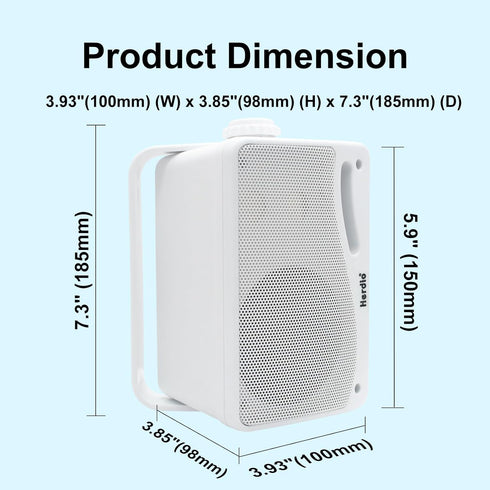 Herdio 3.5 Inch Passive Outdoor Speakers, Wired Waterproof, 200W 3 Way Premium Mountable Wall Mount Speakers with