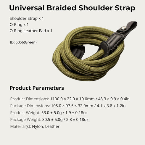 Adjustable Braided Shoulder Strap for Cameras with O-Ring and Leather Pad - SmallRig