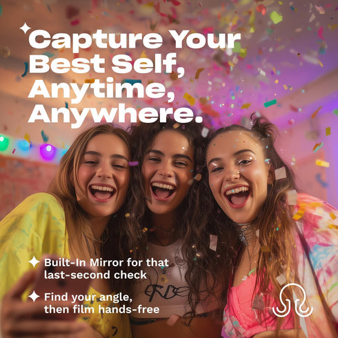 OCTOBUDDY 2.6 3.9, Mirror - OG Suction Cup Phone Mount - Silicone Suction Grip Mobile Holder with Built-in Mirror
