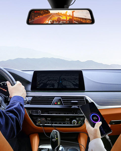 WOLFBOX 2 in 1 USB Charger for Cigarette Lighter, Car Charger with Dual USB Ports for Mirror Dash Cam, Compatible with
