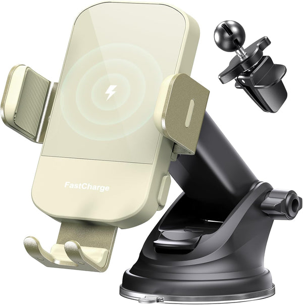 CHGeek Wireless Car Charger, 15W Fast Charging Auto Clamping Phone Mount for iPhone and Samsung Galaxy