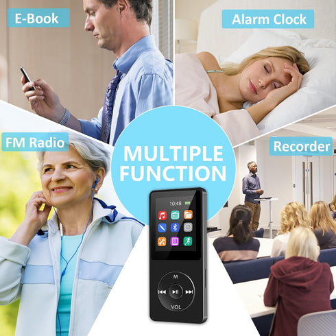 SKYBESS 64GB MP3 Player with Bluetooth, Portable HiFi Lossless Music Player with HD Speaker and Alarm Clock