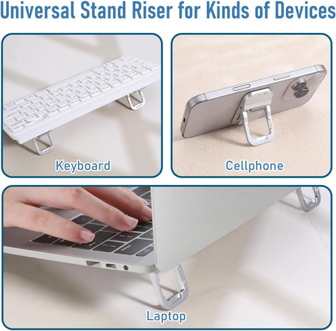 Bewudy 2 Pcs Portable Keyboard Riser With Dual Tilt Angle Adjustment, Foldable Laptop Stand, Mini Computer Stand