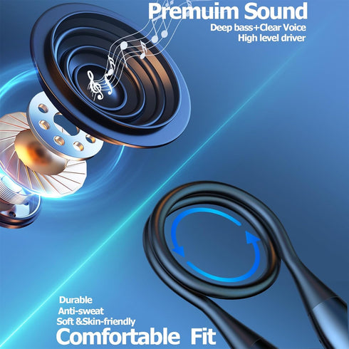 Neckband Bluetooth Headphones, 100 Hours Long Playtime Wireless Earphone, Around The Neck Wireless Earbuds, Waterproof