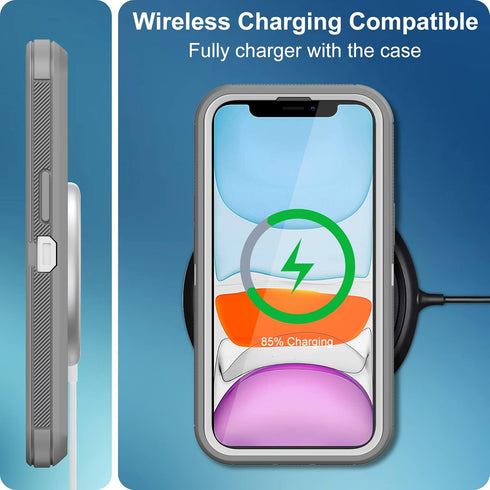 iPhone 11 Case with Built-in Screen Protector, Heavy Duty Drop Protection, Rugged Shockproof Dust Proof Cover