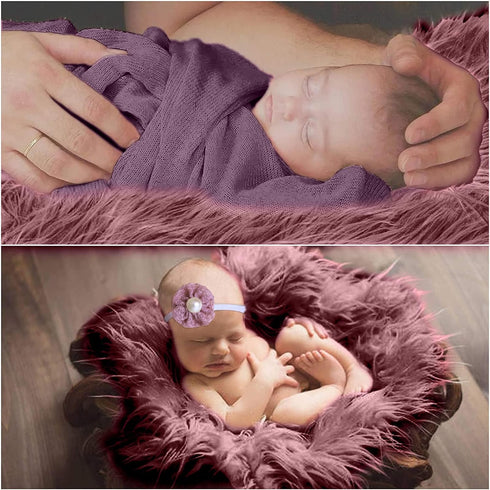 SPOKKI Newborn Photography Props Outfits - 4 Pcs Baby Long Ripple Wrap, Toddler Swaddle Blankets, Photography Mat, Cute