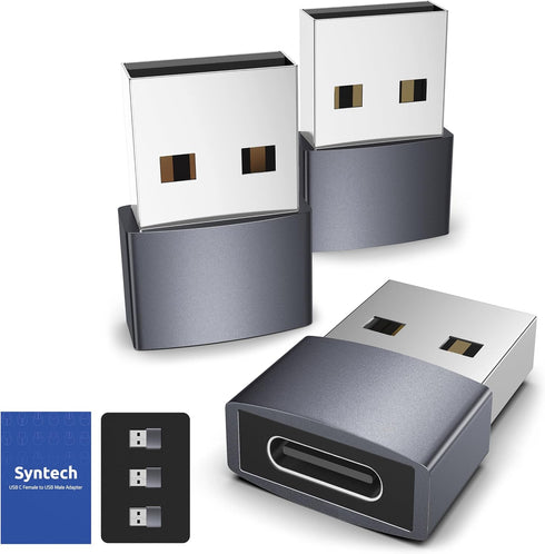 Syntech USB C Female to USB Male Adapter Pack of 3, Travel Storage Charger Adapter, Compatible with iPhone 15