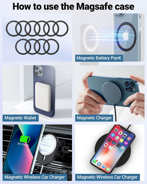 10 PCS Ultra-Thin Magsafe Sticker for MagSafe Ring, Compatible with iPhone 15 Pro Max, 15/14/13/12 Series, Black