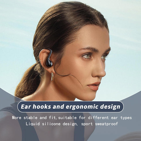 Wireless Earbuds, Open-Ear Bluetooth 5.3 Noise Cancelling Headphones with Ear Hooks, 60H Playtime for Running