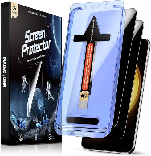 MAGIC JOHN Privacy Screen Protector for Samsung Galaxy S23 Plus (6.6") - 2 Pack, Tempered Glass, Anti-Scratch, Bubble
