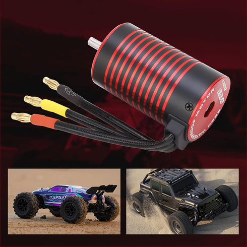 4 3660 1/8 1/10 (4200KV) RC Car Brushless Motor, Aluminum Alloy Poles Brushless Motor Upgrade Parts for Remote Control