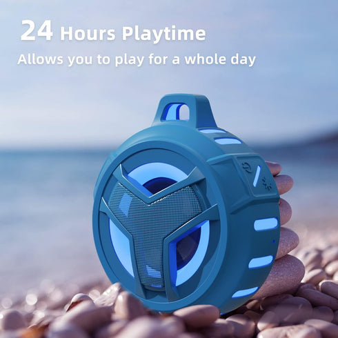EBODA Shower Bluetooth Waterproof Speaker, IPX7 Floating Portable Wireless Small Speakers with Light, 24H Playtime for