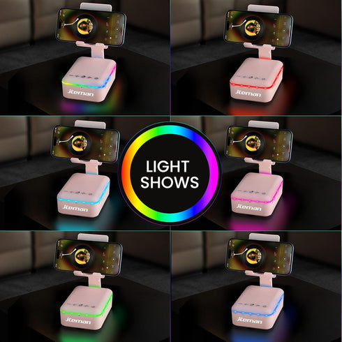 JTEMAN Gifts for Men Women, Cell Phone Stand with Bluetooth Speaker and LED Light, Unique Birthday Gifts for Dad, Mom