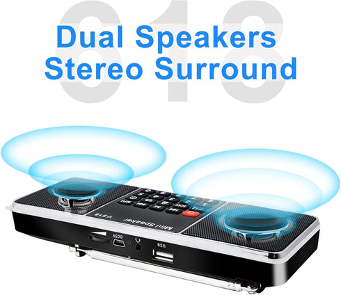 LEFON Multifunction Digital FM Radio Media Speaker MP3 Music Player with LED Screen, TF Card, USB Drive, Timing