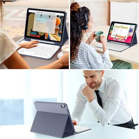 KENKE iPad Air Case with Keyboard 6th/5th/4th Gen 11 & 10.9 Inch, Detachable Wireless Bluetooth, Auto Wake/Sleep