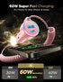 60W USB C Car Charger, Fast Charge PD&QC3.0 with 30W Type C 5ft Coiled Cable for iPhone 15 Pro Max, Samsung S24