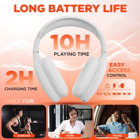 HyperGear Over-Ear Headphones - Wireless Bluetooth Headphones with Noise Isolation, Built-in Mic, Soft Memory Foam Cups