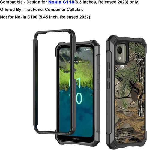 Ailiber Case for Nokia C110, Nokia C110 Phone Case with Screen Protector, Dual Layer Structure Protection, Shockproof Corners TPU Bumper, Heavy Duty Rugged Protective Phone Cover for Nokia C110-Camo