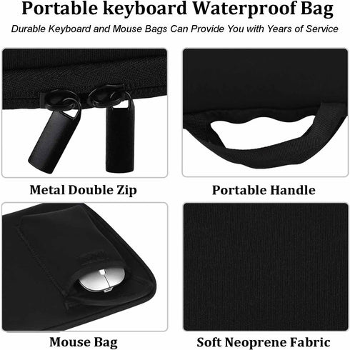 Neoprene Keyboard Carrying Case with Mouse Bag for Logitech MK270 Wireless Keyboard and Mouse Combo