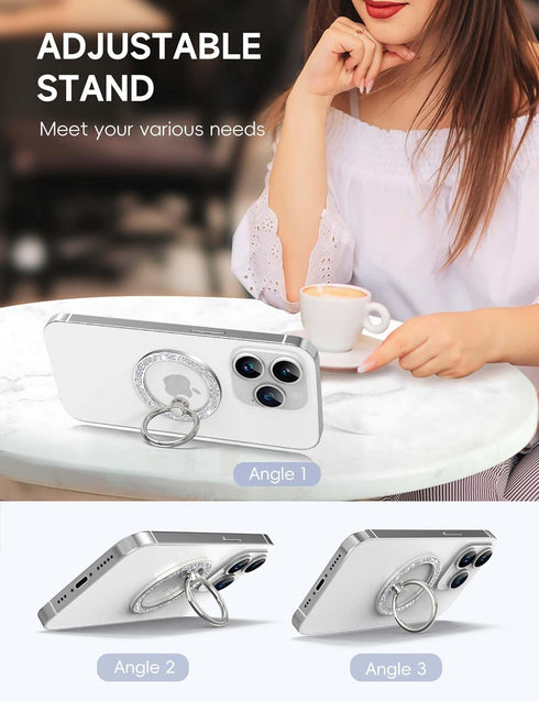 Cute Twinkle Magnetic Phone Ring Holder for MagSafe, Finger Grip Stand, MagSafe Accessories for iPhone 15 14 13 (Pink