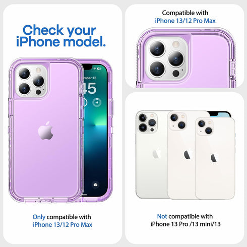 ORIbox Case for iPhone 13 Pro Max/12 Pro Max - Purple, 10 FT Military Grade Drop Protection, Transparent Heavy Duty