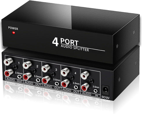 FlyroadUp 3.5mm Aux + RCA L/R Audio Splitter 1 in 4 Out Stereo