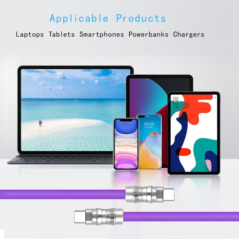 USB C to USB C Silicone Cable 10FT, Ultra Flexible 100W Fast Charging Cable for Phones, Tablets, Laptops