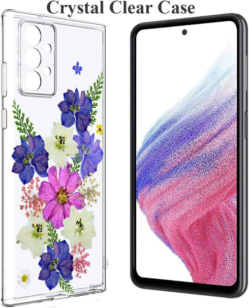 Unov Clear Case for Galaxy A53 5G, Soft TPU Shock Absorption Slim Embossed Pattern Protective Back Cover (Very Peri