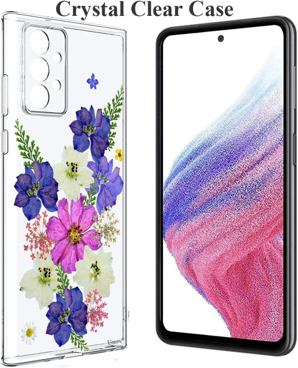 Unov Clear Case for Galaxy A53 5G, Soft TPU Shock Absorption Slim Embossed Pattern Protective Back Cover (Very Peri