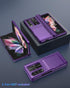 Viaotaily Dark Purple Case for Samsung Galaxy Z Fold 3 with Card Holder & Slide Camera Cover, Built-in Screen Protector