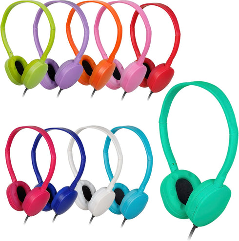 Headphones for Kids School Classroom Bulk 10 Pack Multi Colored,Wired Adjustable Student