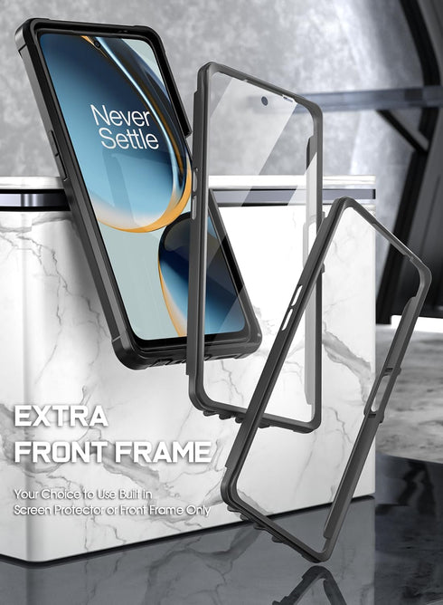 OnePlus Nord N30 5G Poetic Guardian Case: 20FT Mil-Grade Drop Tested, Full Body Hybrid Shockproof Bumper, Black/Clear.