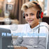 Kids Headphones (Black-Red) with 85dB/94dB Volume Limiter, Foldable HD Stereo Sound, Microphone for Kindle/iPad/Laptop.