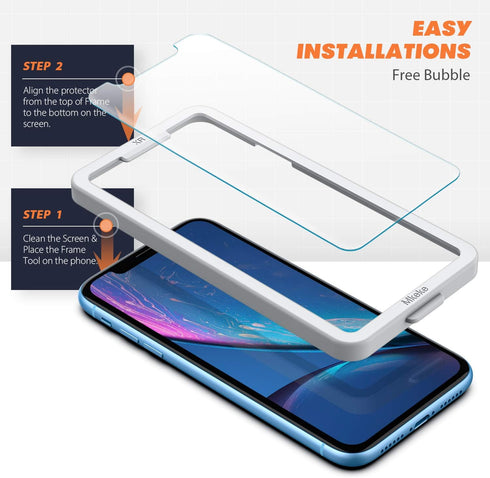Mkeke 3-Pack Clear Tempered Glass Screen Protector for Apple iPhone 11 & XR - Durable Protection!