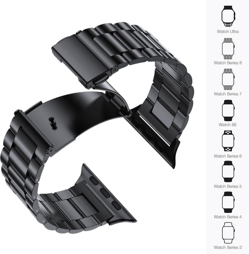 EPULY Metal Band Compatible with Apple Watch, 49mm 46mm 45mm 44mm 42mm 41mm 40mm 38mm, Business Stainless Steel Strap