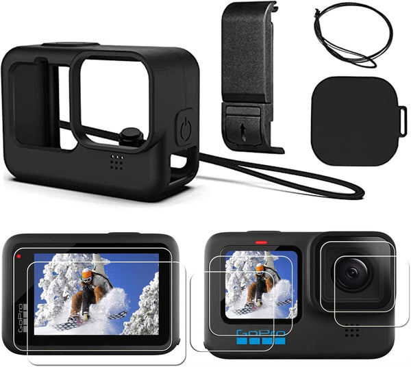 Hero 12 11 10 9 Silicone Sleeve Protective Case +?6 PCS?Tempered Glass Screen Protector, Accessories Kit for GoPro