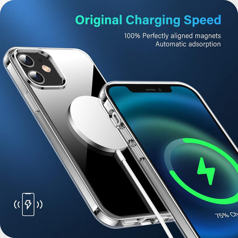 Meifigno Clear Magnetic Case for iPhone 12 Mini, Military Grade Protection, Compatible with MagSafe, Crystal Clear