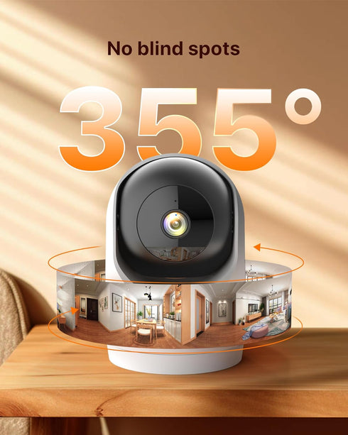 Tenda 2K 6 360 2-Way 24/7 Storage(CP3-V3.0) Indoor Security Camera for Baby Monitor, WiFi Pet/Dog Camera for Home