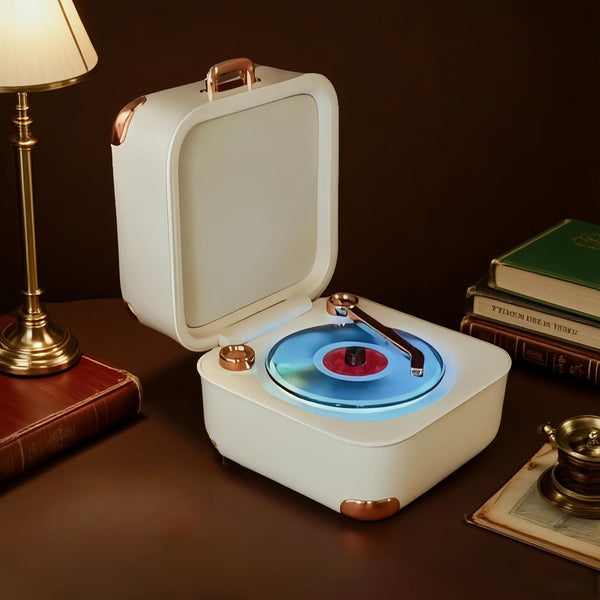 ULIKTO Retro Bluetooth Speaker Portable Vintage Record Player Decor TWS Speakers with RGB